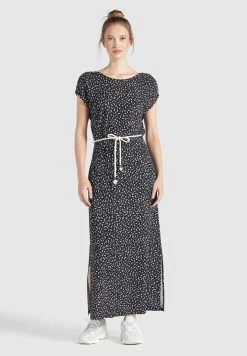 Khujo DOREEN - Długa Sukienka - Schwarz-weiß Gemustert