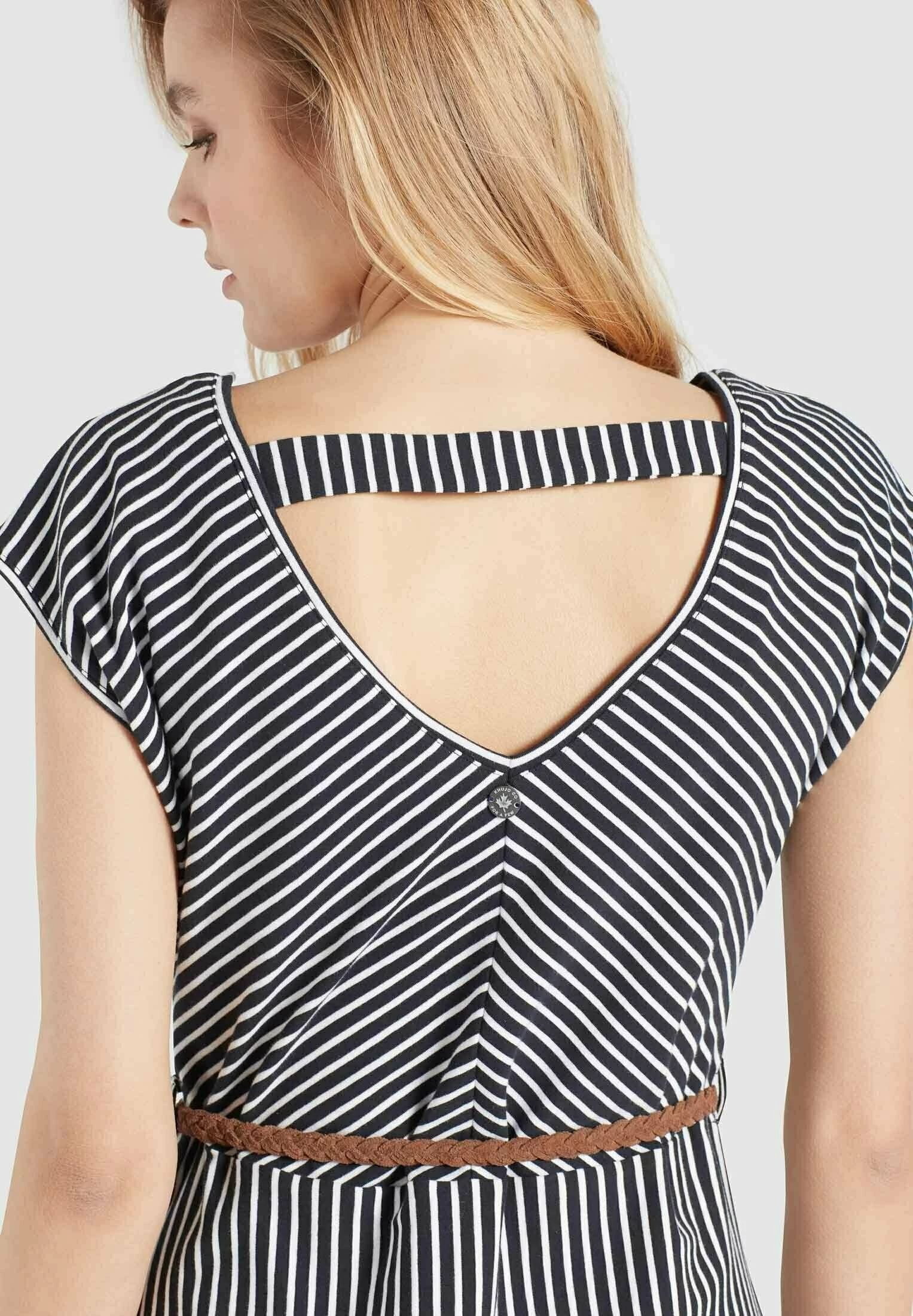 Khujo LEIFA - Sukienka Letnia - Dunkelblau-weiß Gestreift 5 Khujo LEIFA - Sukienka Letnia - Dunkelblau-weiß Gestreift - obrazek 5